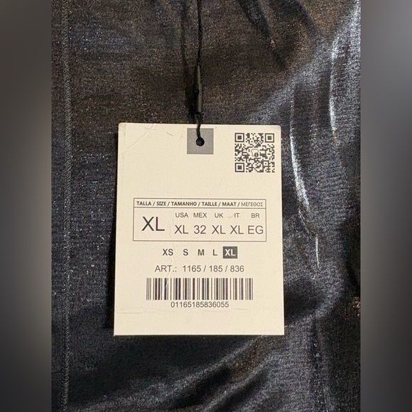 Zara NWT Iridescent Metallic Foil Effect Midi Skirt in Silver Grey Gunmetal XL - Picture 7 of 9